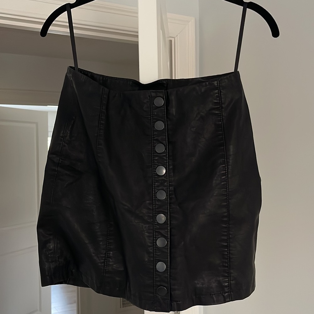 Free People NWT Vegan Leather Mini Skirt Button Size 2